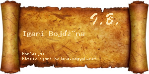 Igari Bojána névjegykártya